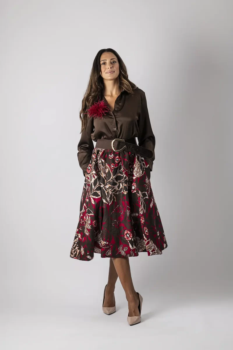 Josy - Gonna sartoriale wax midi - immagine 3