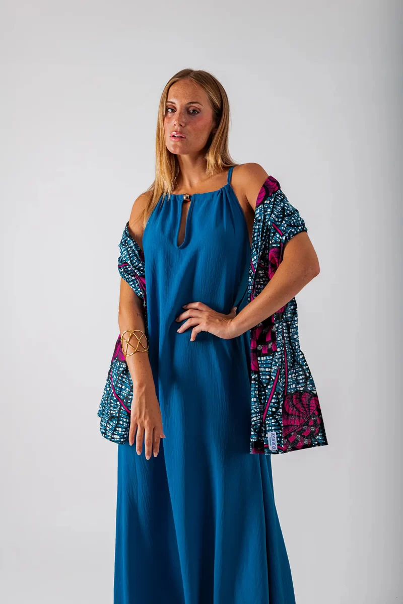 Stola Blu e Fucsia con Fantasia - immagine 5